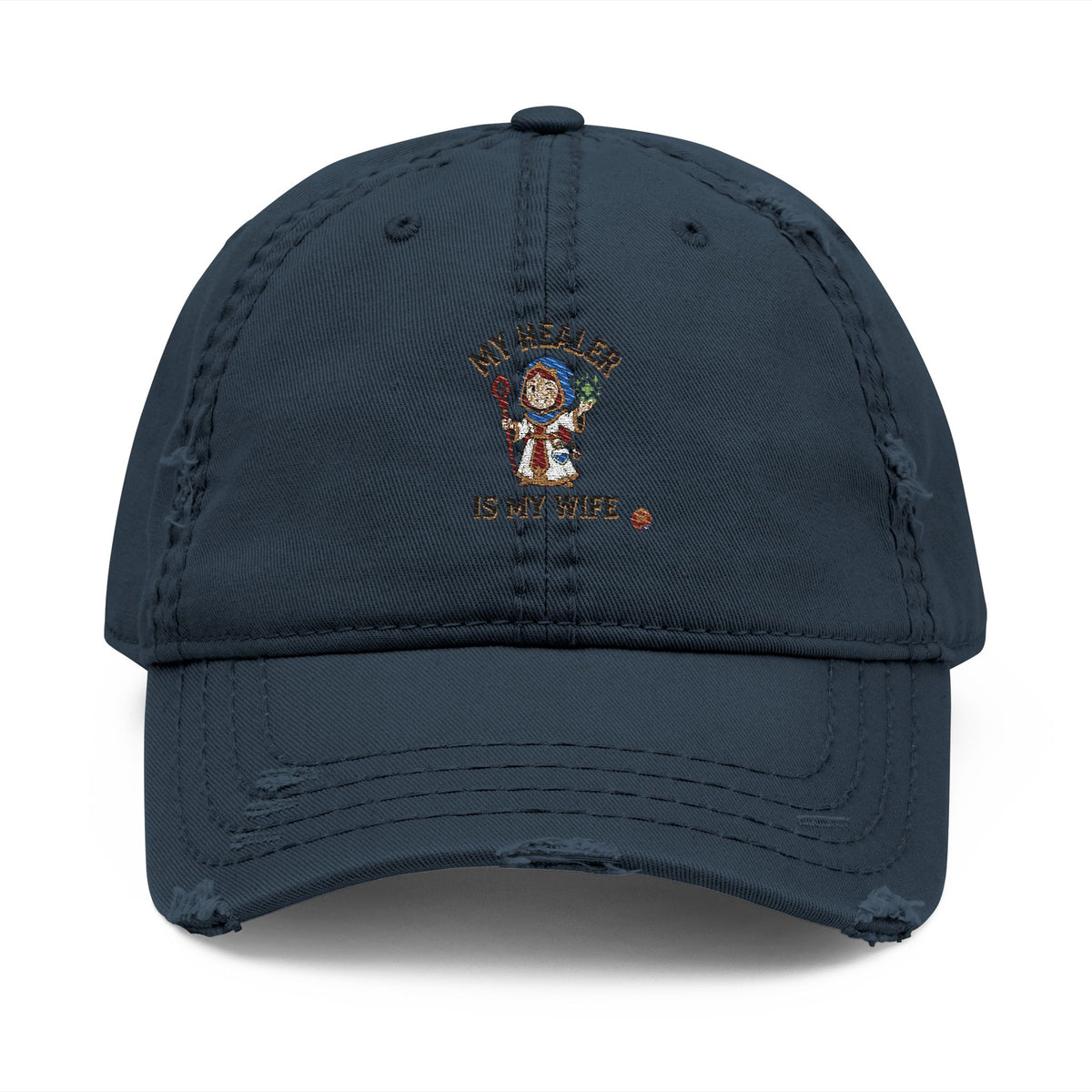 Distressed Embroidered Dad Hat - Native American Chief Design