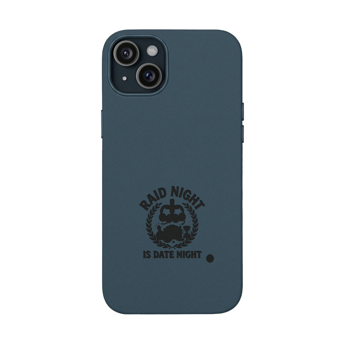 Engraved PU Leather Phone Case — 'Raid Night' Embossed Protective Cover