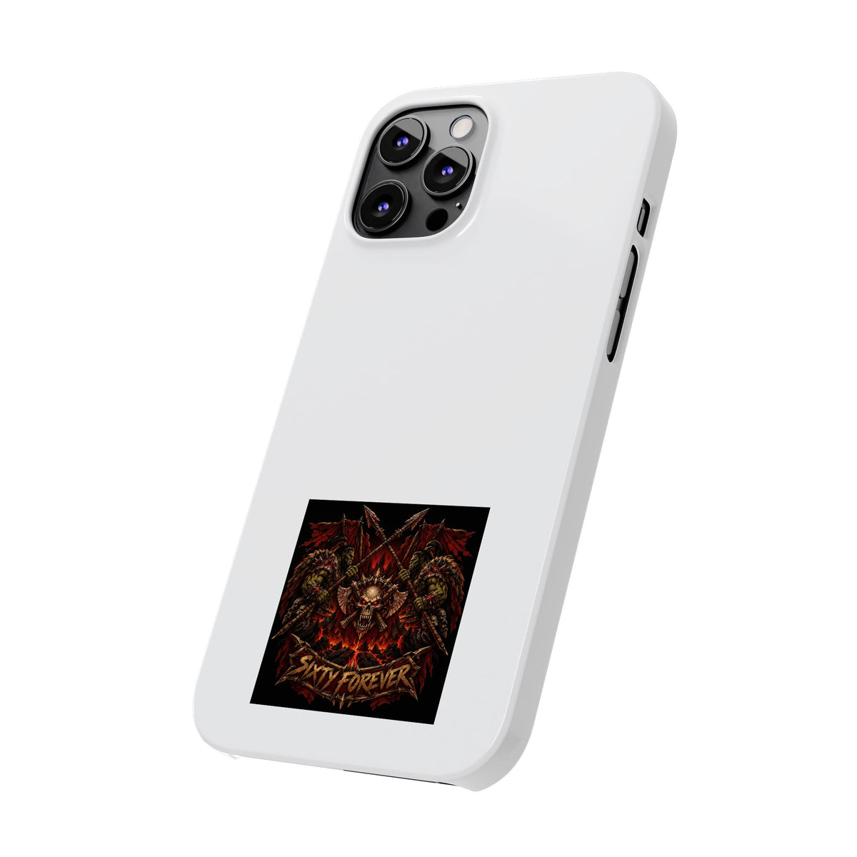 Slim Phone Case — 'Sixty Forever' Gothic Skull & Wings Design