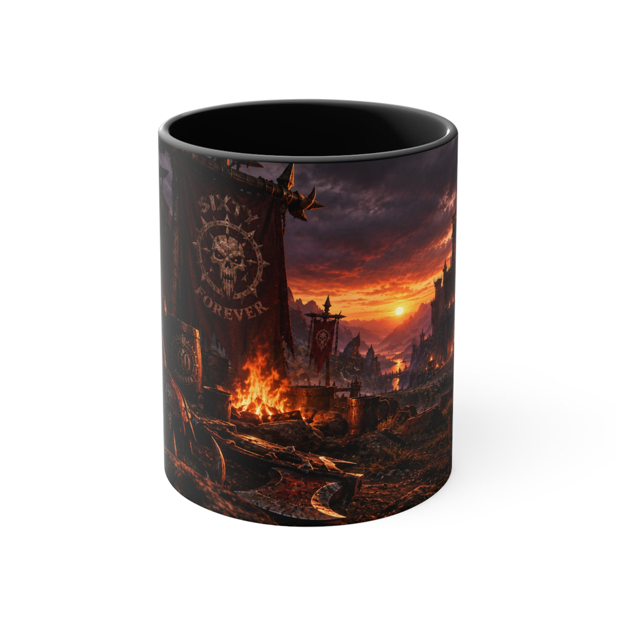 Viking Warcamp Accent Mug — Norse Battle Scene Coffee Cup