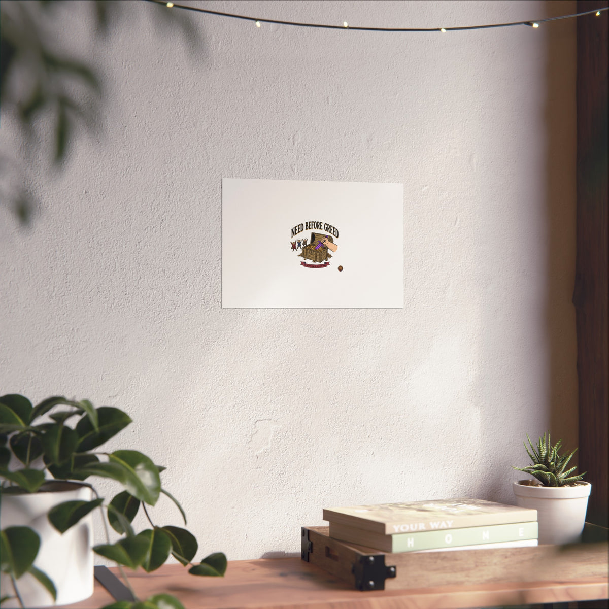 Need Before Greed Fine Art Poster — Vintage Chest Illustration, Inspirational Wall Art