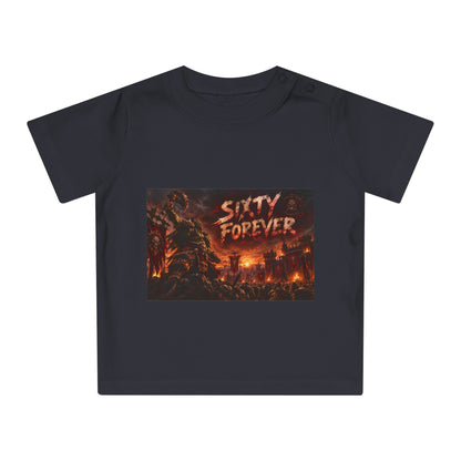 Baby Tee — "Sixty Forever" Fiery Monster Graphic