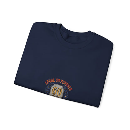 60th Birthday Crewneck Sweatshirt – "Level 60 Forever" Retro Badge