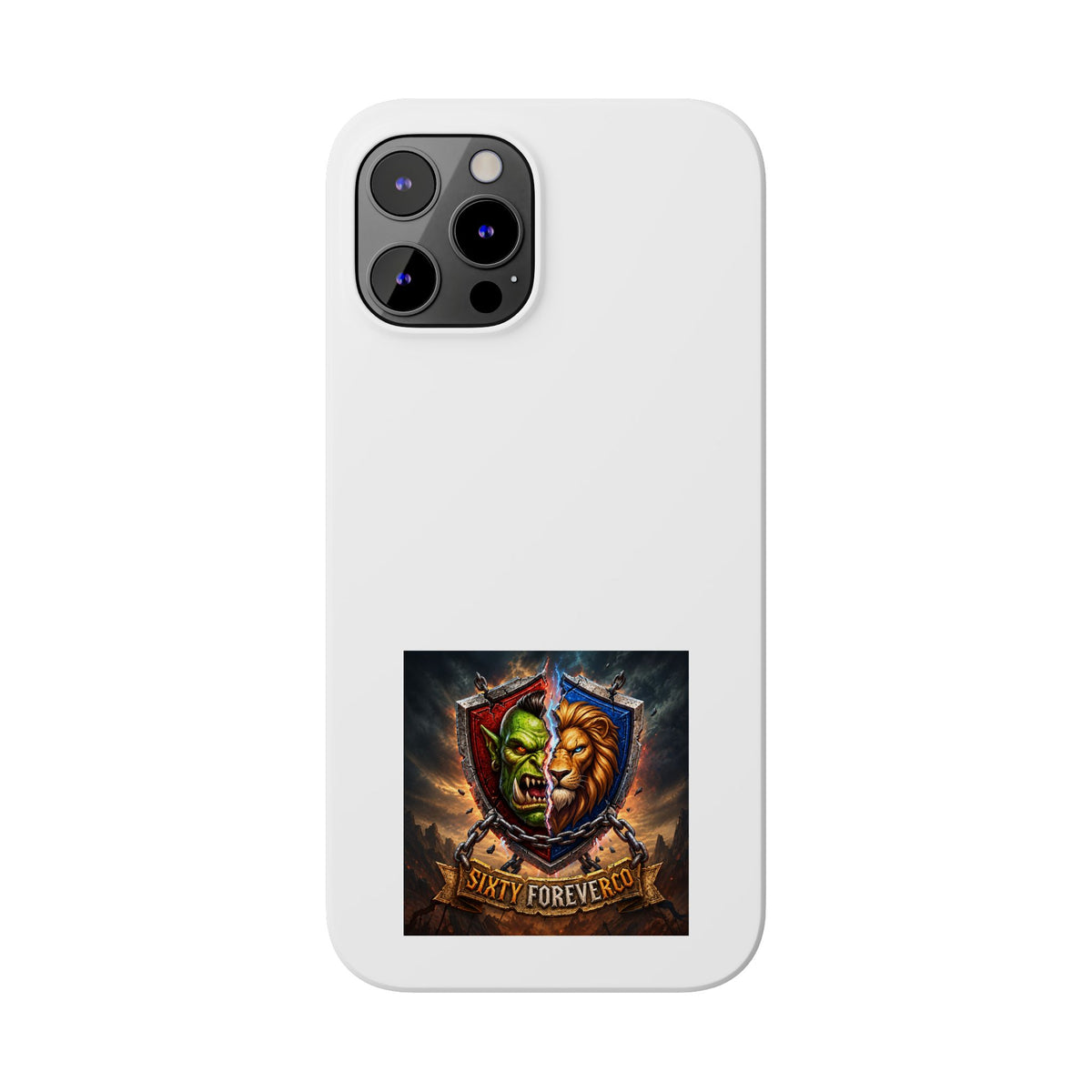 Slim Phone Case — Fantasy Shield Orc & Lion Crest "Sixty Forever"