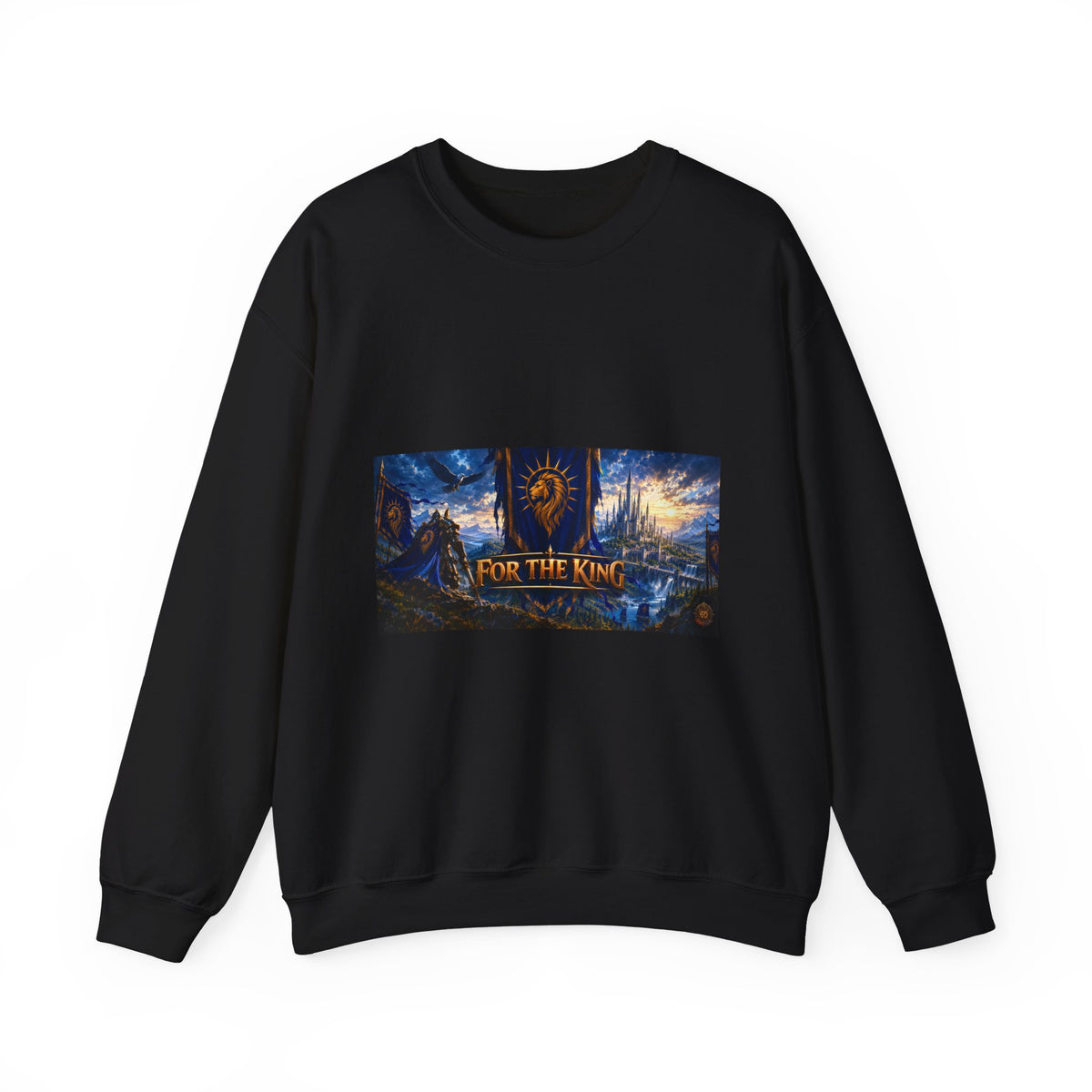 For the King Crewneck Sweatshirt – Medieval Fantasy Gaming Design