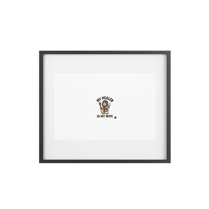 Framed Poster — “My Healer Is My Wife” Vintage Nurse Dog Illustration, Matte Wall Art