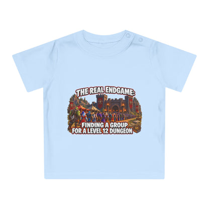 Baby T-Shirt – “The Real Endgame: Finding A Group For A Level 12 Dungeon” Gamer Onesie