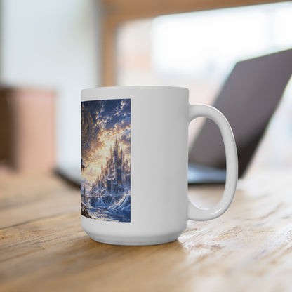 15oz Fantasy Warrior Mug — Epic King, Castle & 50th Anniversary Emblem