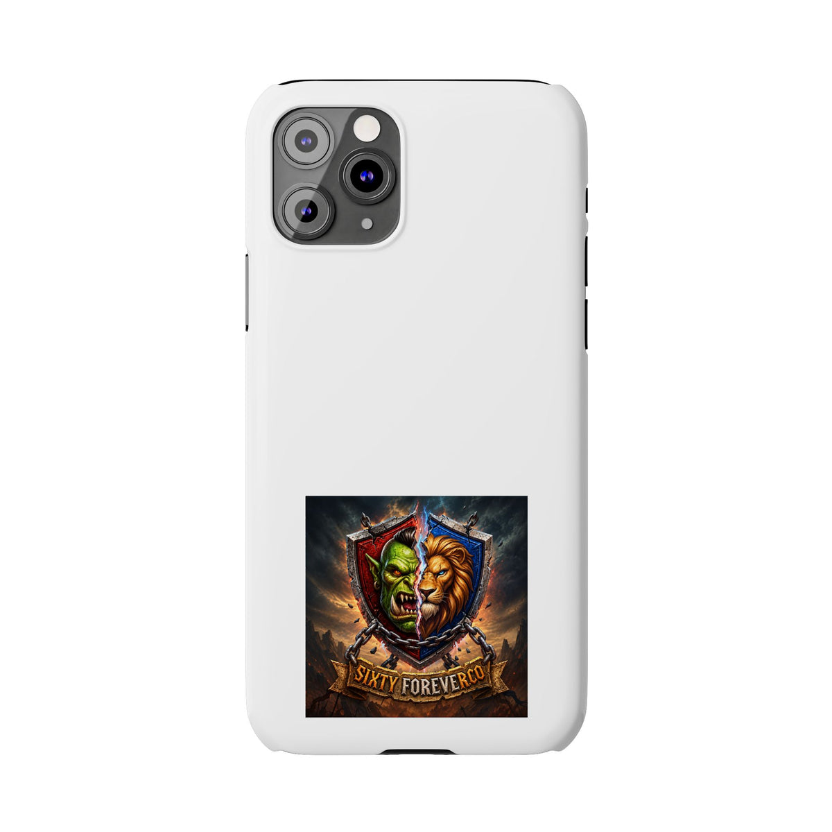 Slim Phone Case — Fantasy Shield Orc & Lion Crest "Sixty Forever"
