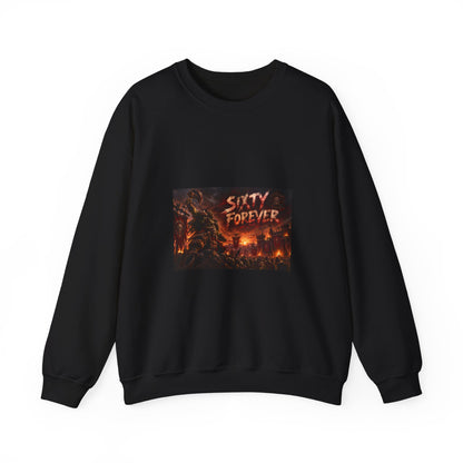 Sixty Forever Crewneck Sweatshirt — Gothic Fire Graphic Sweatshirt