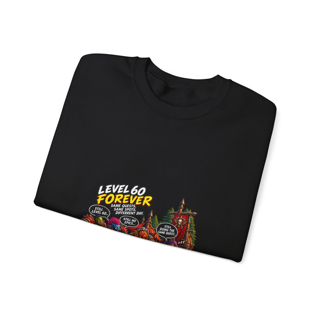 Crewneck Sweatshirt — "Level 60 Forever" Gamer Campfire Design