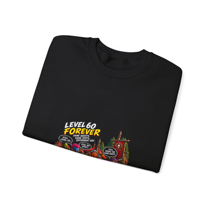 Crewneck Sweatshirt — "Level 60 Forever" Gamer Campfire Design