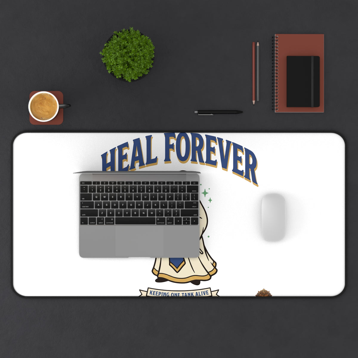 Heal Forever Desk Mat — Inspirational Healer Illustration Mouse Pad