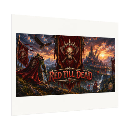 Red Till Dead Gothic Skull Poster — Textured Watercolor Matte Print