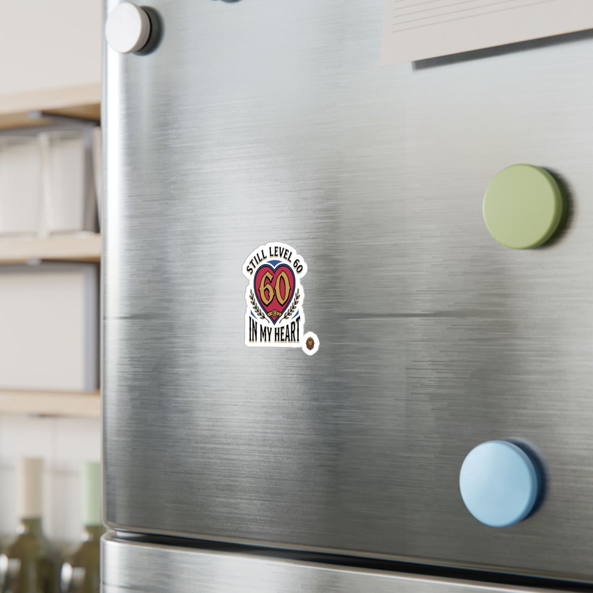60th Birthday Vinyl Decal — "Still Level 60 In My Heart" Kiss-Cut Sticker