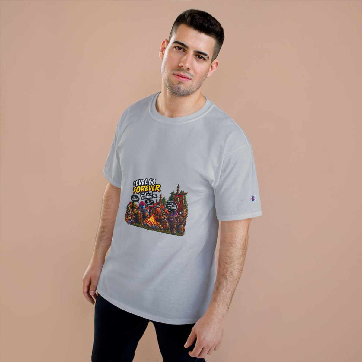 Level 60 Forever T-Shirt – Retro RPG Campfire Gamer Tee