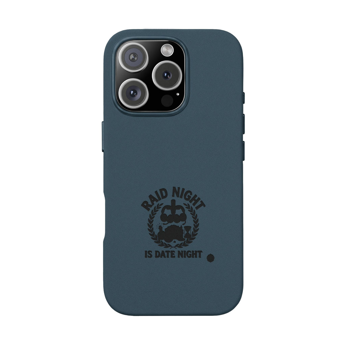 Engraved PU Leather Phone Case — 'Raid Night' Embossed Protective Cover