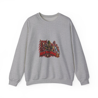 Red Till Dead Graphic Sweatshirt — Gothic Skeleton Horror Crewneck