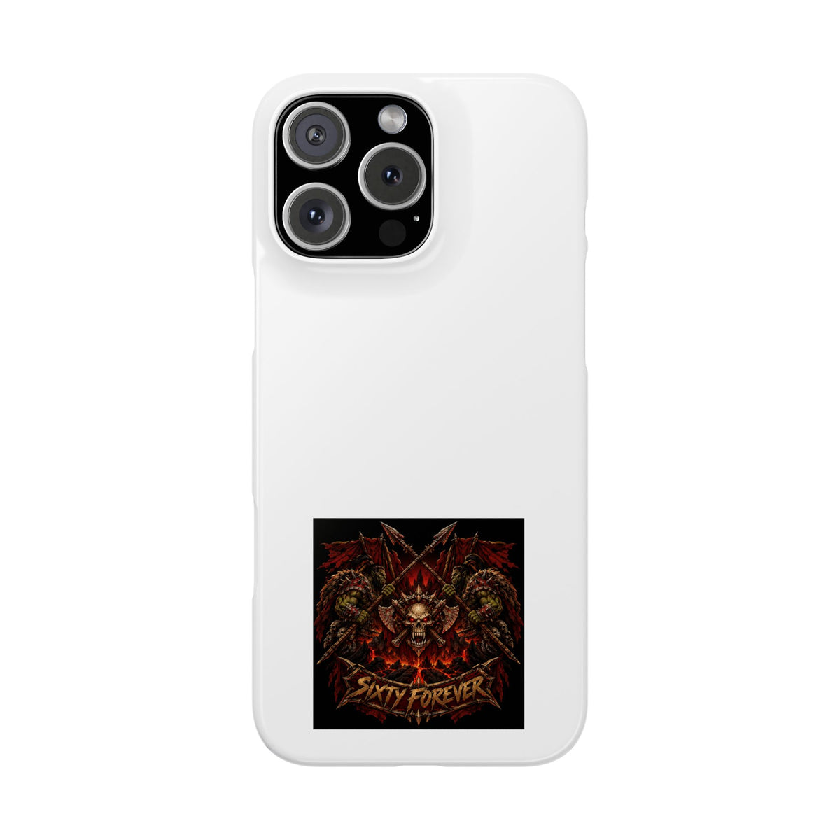 Slim Phone Case — 'Sixty Forever' Gothic Skull & Wings Design