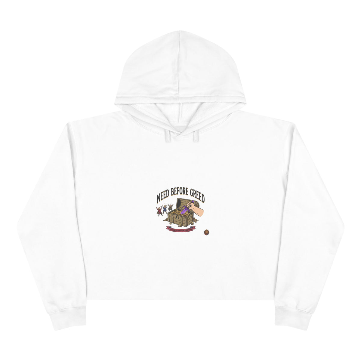 Crop Hoodie — "Need Before Greed" Cozy Graphic Crop Hoodie