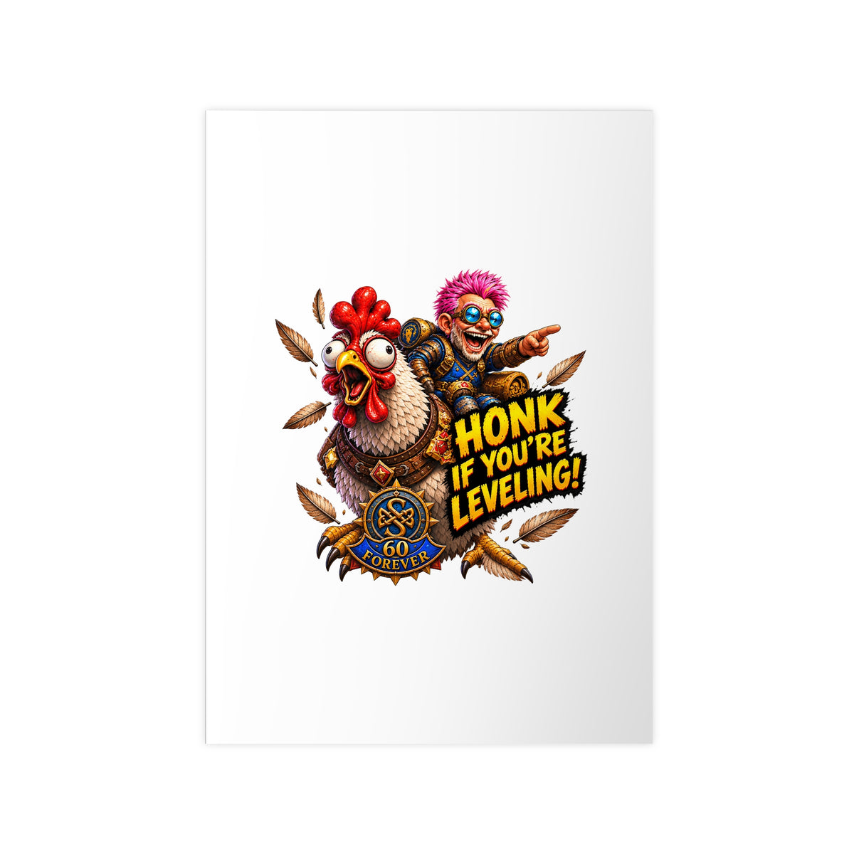 Honk If You're Leveling! Photopaper Poster – Gamer Chicken Art Print