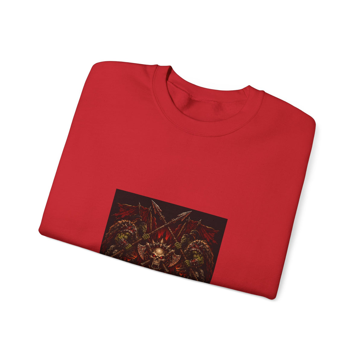 Crewneck Sweatshirt — Gothic Skull & Flames "Seven For Hell" Graphic