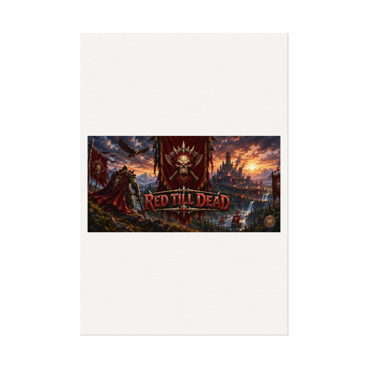 Red Till Dead Gothic Skull Poster — Textured Watercolor Matte Print