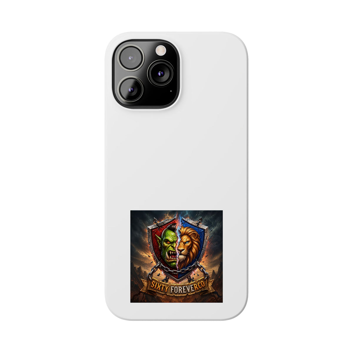 Slim Phone Case — Fantasy Shield Orc & Lion Crest "Sixty Forever"