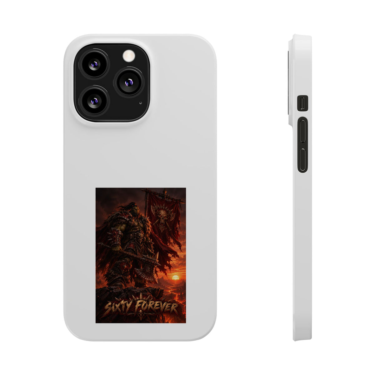 Slim Phone Case — Dark Viking Warrior 'Sixty Forever' Graphic