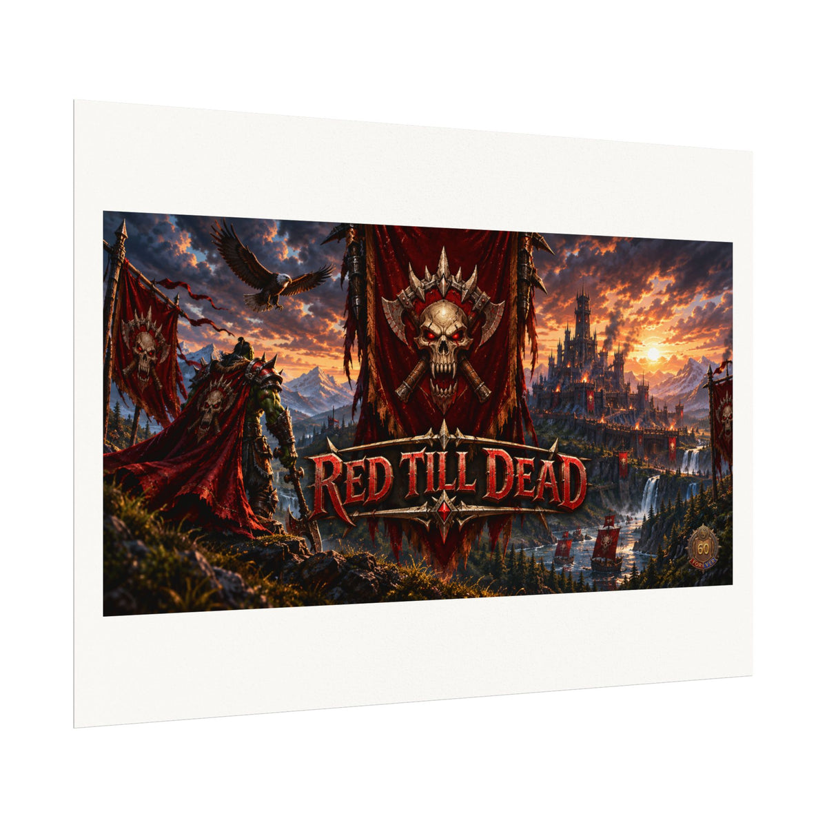 Red Till Dead Gothic Skull Poster — Textured Watercolor Matte Print