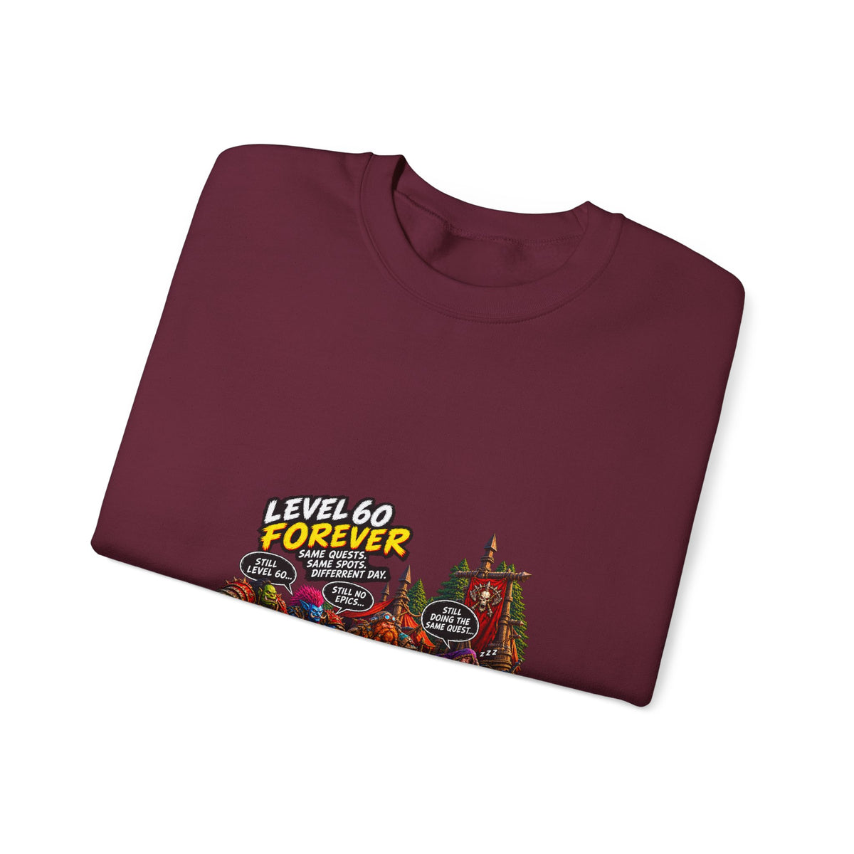 Crewneck Sweatshirt — "Level 60 Forever" Gamer Campfire Design