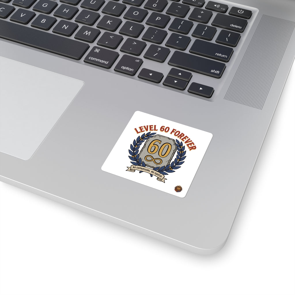 Square Sticker — "Level 60 Forever" 60th Birthday Gaming Milestone Sticker