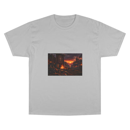 Champion T-Shirt — Dark Fantasy Volcano Landscape Graphic Tee