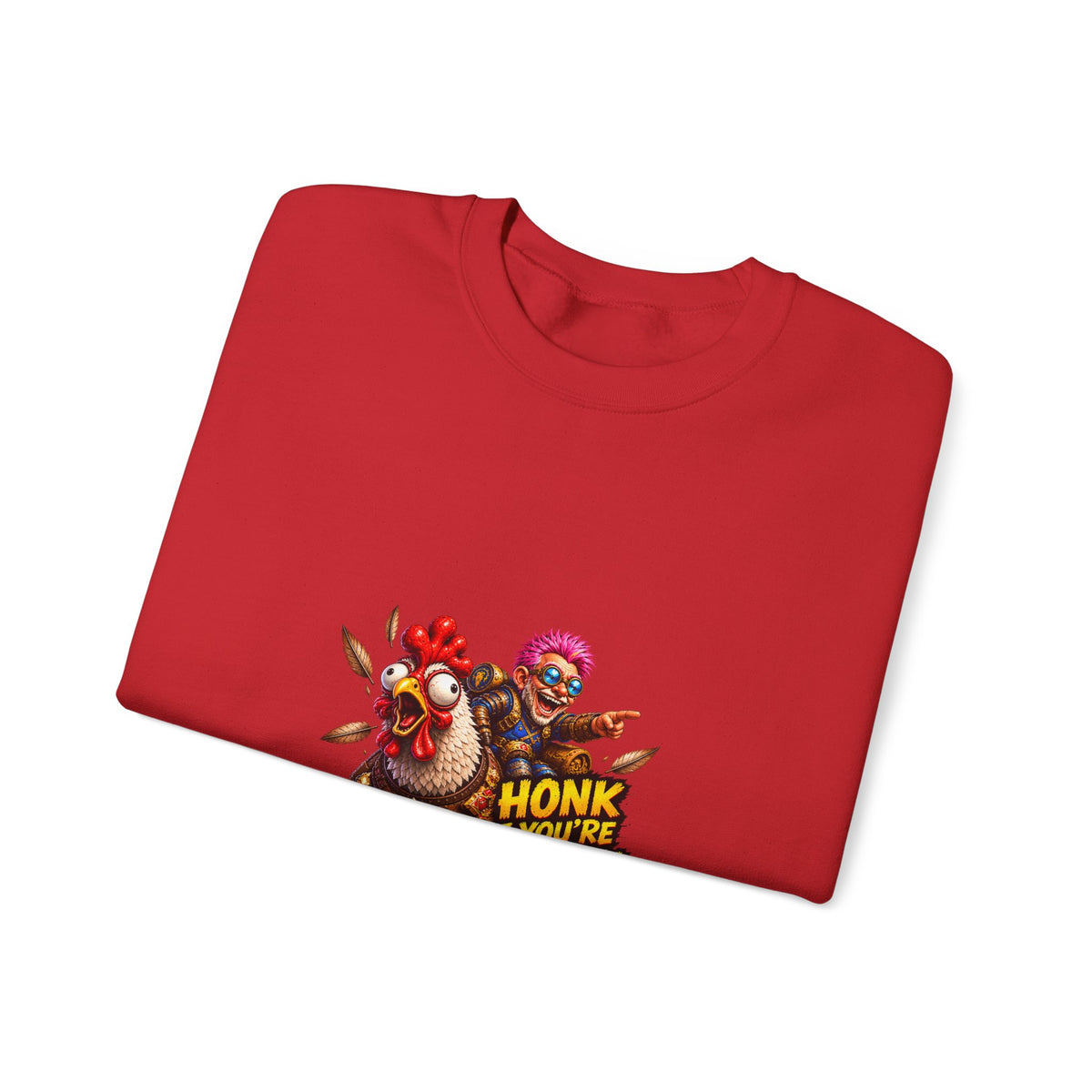 Crewneck Sweatshirt — "Honk If You're Leveling" Gamer Chicken Graphic