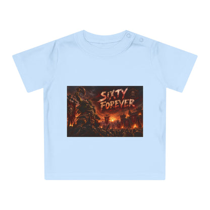 Baby Tee — "Sixty Forever" Fiery Monster Graphic