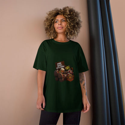 Gaming Champion T-Shirt — "Work Sucks... Let's Raid!" Funny MMO Raid Shirt