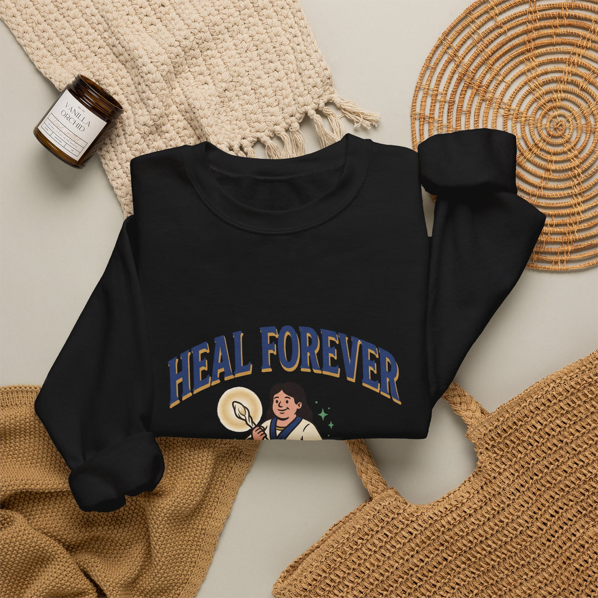 Heal Forever Sweatshirt — Vintage Saint Illustration Crewneck
