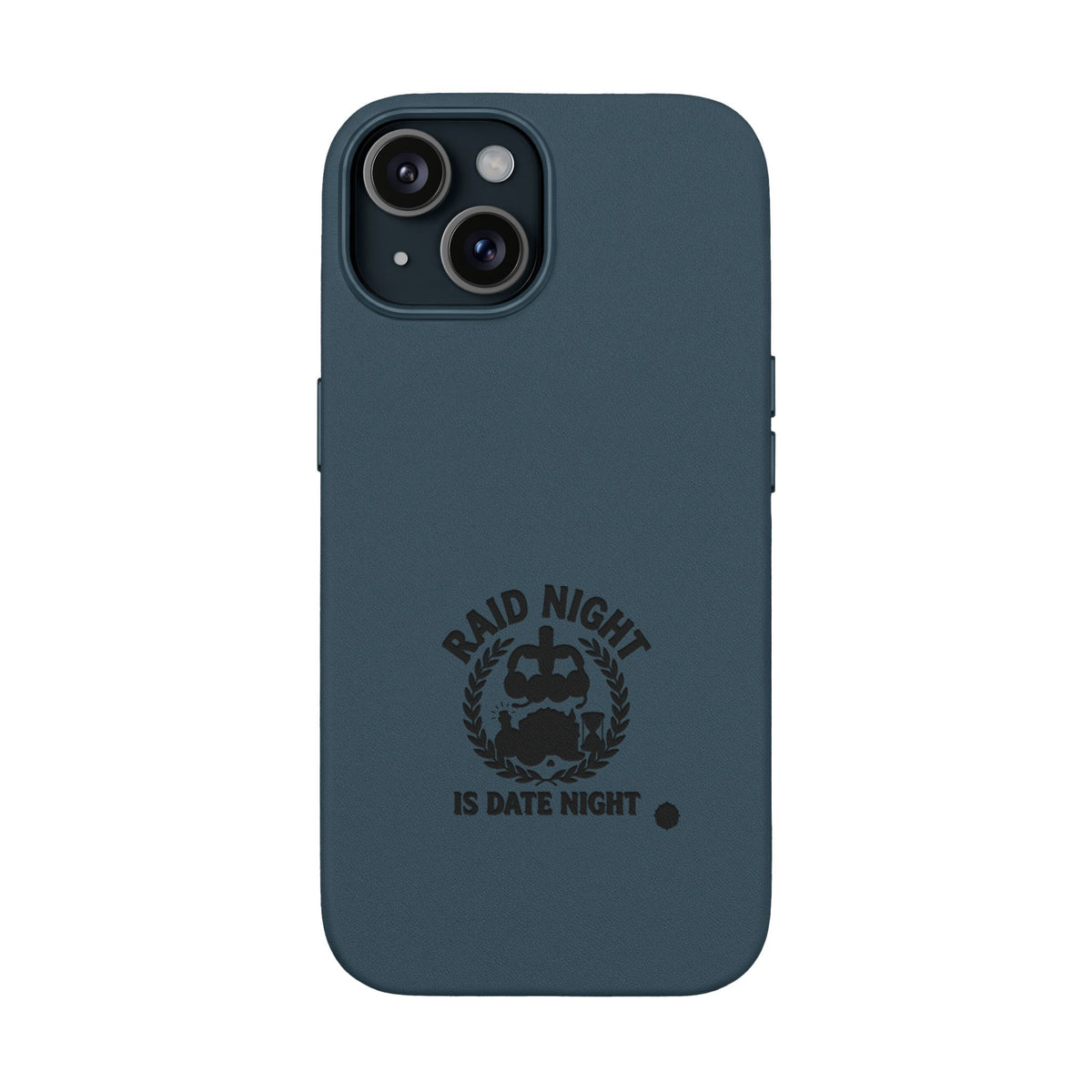 Engraved PU Leather Phone Case — 'Raid Night' Embossed Protective Cover
