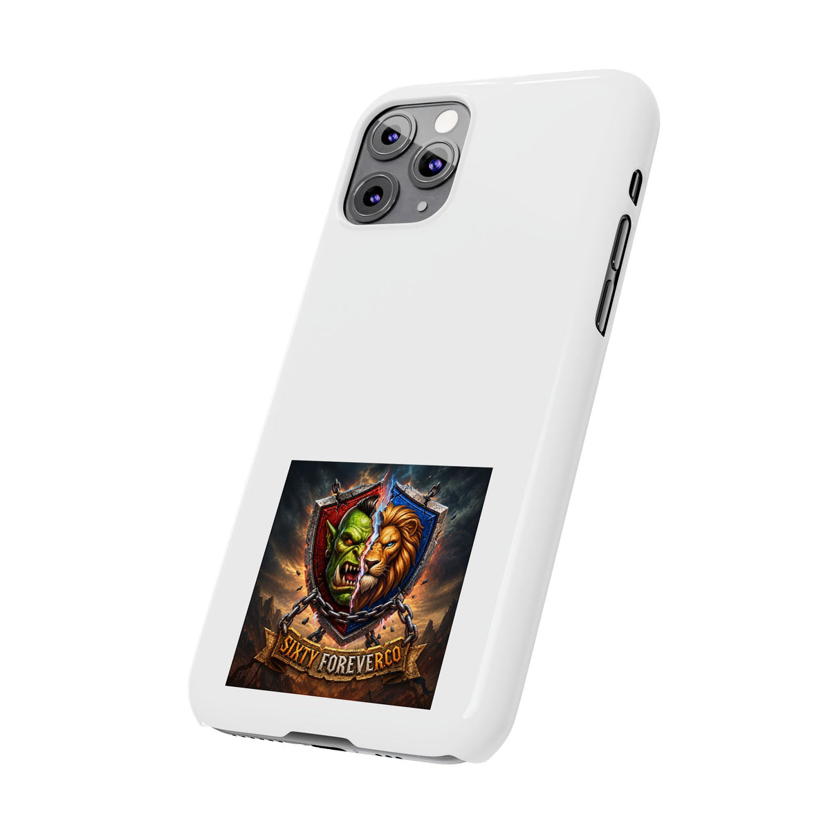 Slim Phone Case — Fantasy Shield Orc & Lion Crest "Sixty Forever"