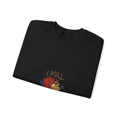 Crewneck Sweatshirt — “I Pull, She Heals” Veterinary/Animal Rescue Crewneck