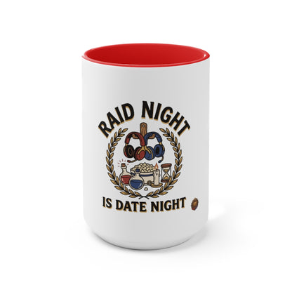 Raid Night Is Date Night Accent Mug — Gamer Couples Coffee Cup, Cozy Date Night Gift