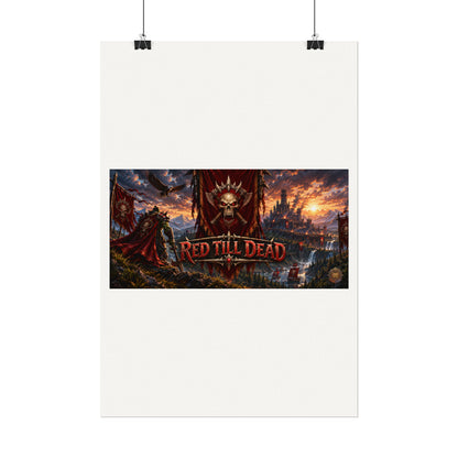 Red Till Dead Gothic Skull Poster — Textured Watercolor Matte Print