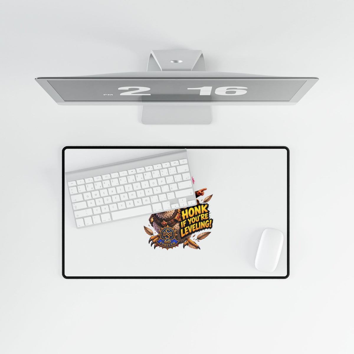 Gaming Desk Mat – "Honk If You're Leveling" Chicken & Gamer Design