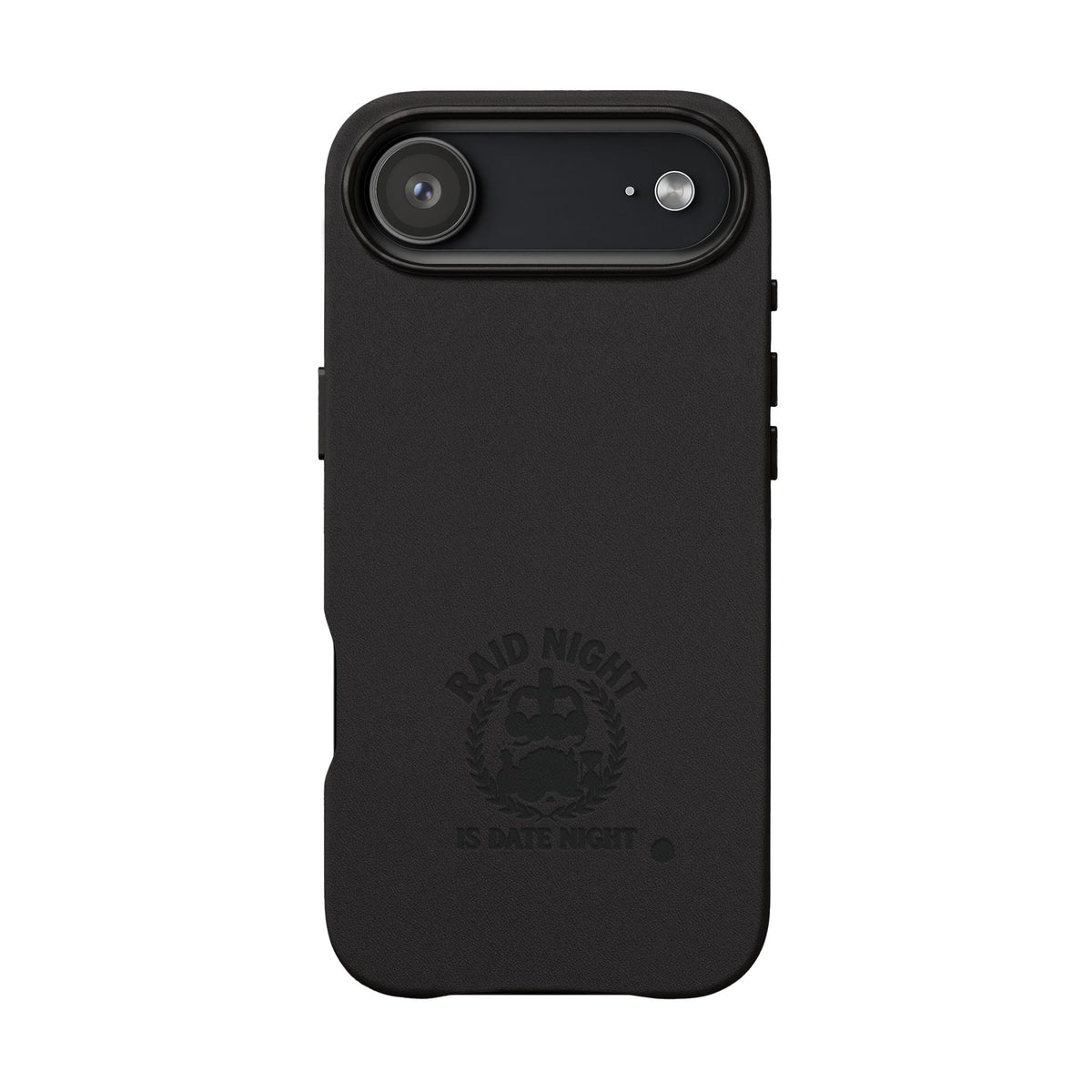 Engraved PU Leather Phone Case — 'Raid Night' Embossed Protective Cover