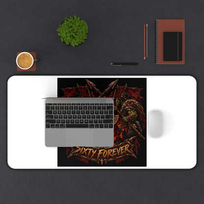 Skull Dragon Desk Mat — 'Sixty Forever' Gothic Gaming Mouse Pad