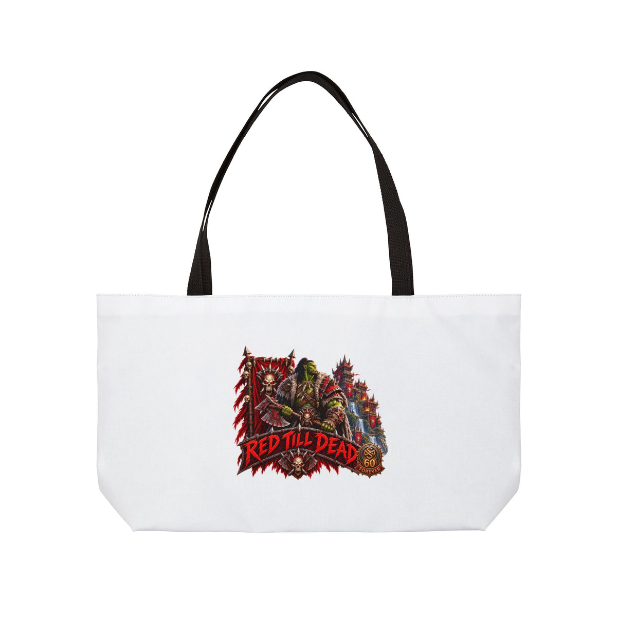 Red Till Dead Tote Bag — Patriotic Skull & Eagle Weekend Tote