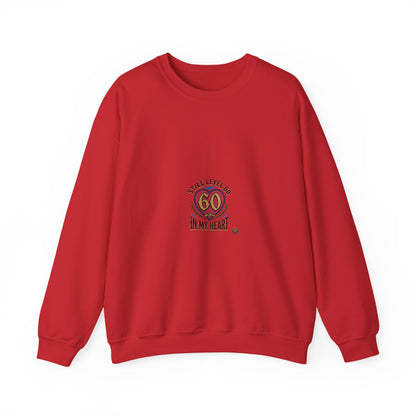 60th Birthday Sweatshirt - "Still Level 60 in My Heart" Retro Crest Crewneck