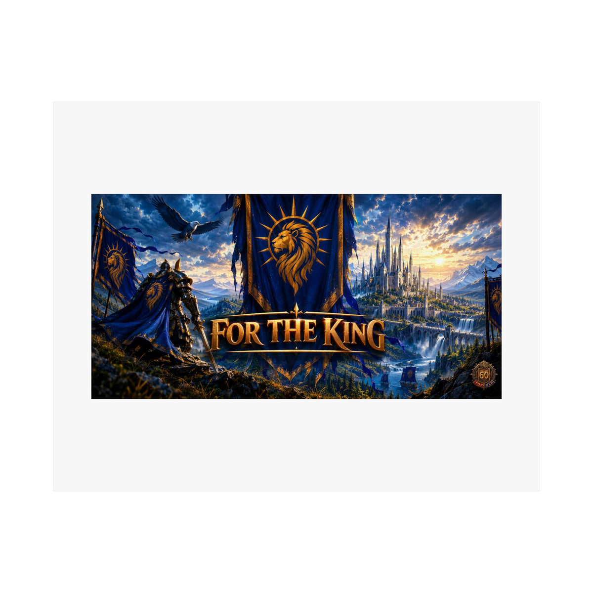 For The King Satin Poster — Fantasy Castle & Lion Banner Wall Art