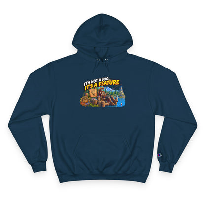 Champion Hoodie — "It's Not a Bug, It's a Feature" Retro Gamer Graphic Hoodie