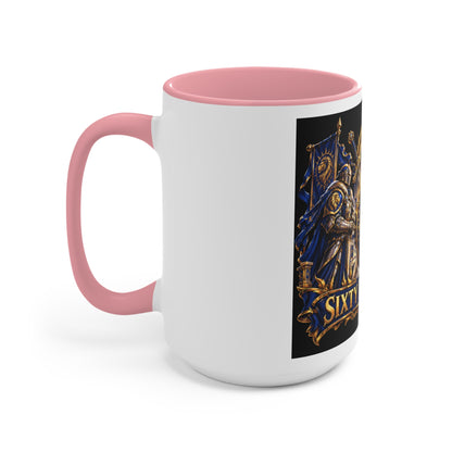Sixty Forever Accent Mug — Medieval Crest Lion Shield Birthday Coffee Cup